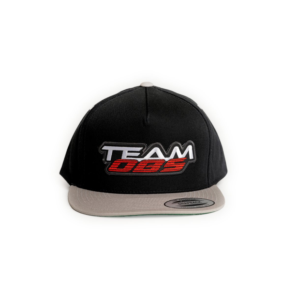 The Classic OG Flat Bill Snapback with black crown, gray bill, and bold 3D Team OBS embroidery. Timeless look