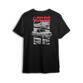 T-shirt showing a slammed silver OBS truck with red 400SS lettering, detailed front end, and close-up wheel view.