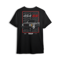 T-shirt featuring a black OBS 454SS truck with red-framed graphic and repeating 454 SS text in background.