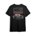 T-shirt featuring black 454SS truck with red trim, Team OBS lettering, and detailed close-up panels of front, side, and wheels.