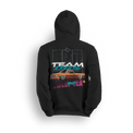 Hoodie featuring a copper OBS crew cab truck with Team OBS and Texas Sweet Tea lettering, close-up detail panels, and tea tag graphic.