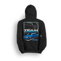 Tuck N Roll hoodie featuring blue OBS truck with tucked wheels and custom stance. A clean nod to the real drop scene.