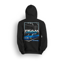 Tuck N Roll hoodie featuring blue OBS truck with tucked wheels and custom stance. A clean nod to the real drop scene.