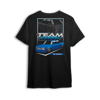 Tuck N Roll t-shirt featuring blue OBS truck with tucked wheels and custom stance. A clean nod to the real drop scene.