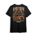Laid to Rest Team OBS tee, back print – pumpkin reaper and slammed OBS Chevy hauling a coffin