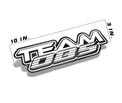 Team OBS decal measuring 10 inches by 3 inches white layered logo on gloss vinyl